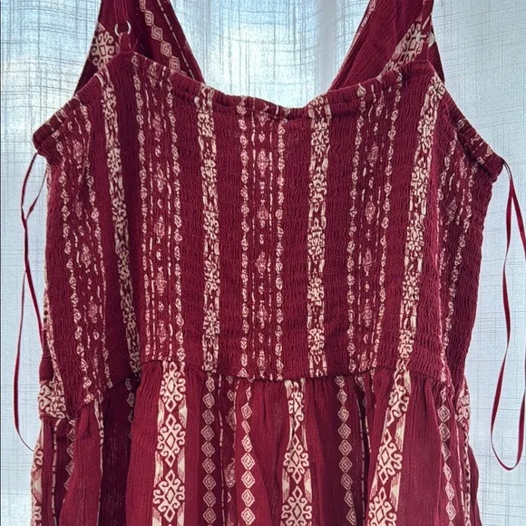 Red Tiered Midi Sundress - Picture 4 of 8